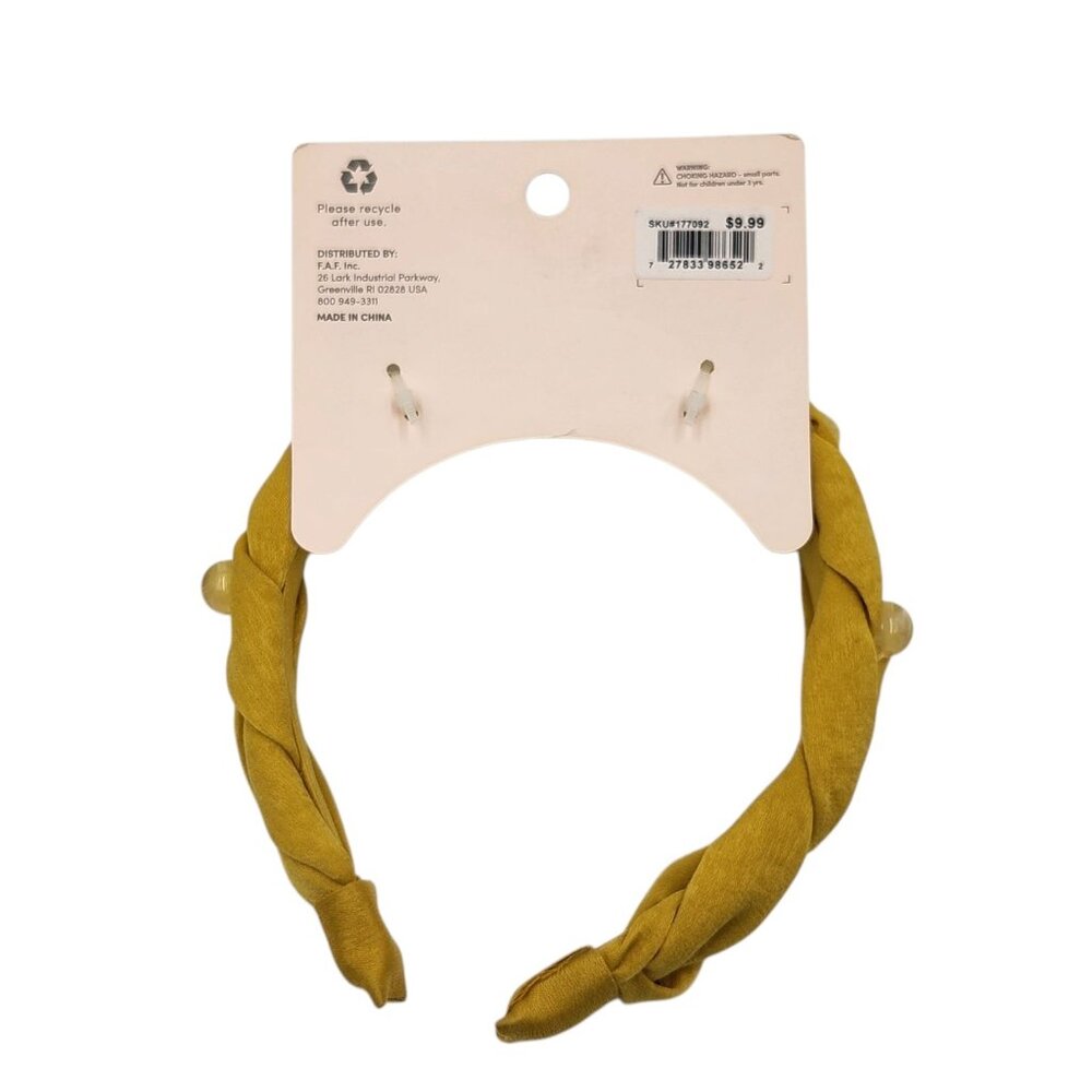 Hive and Co. Headbands Braid Silky Old Gold Texture Knotted Twist Mustard Yellow - Picture 6 of 7